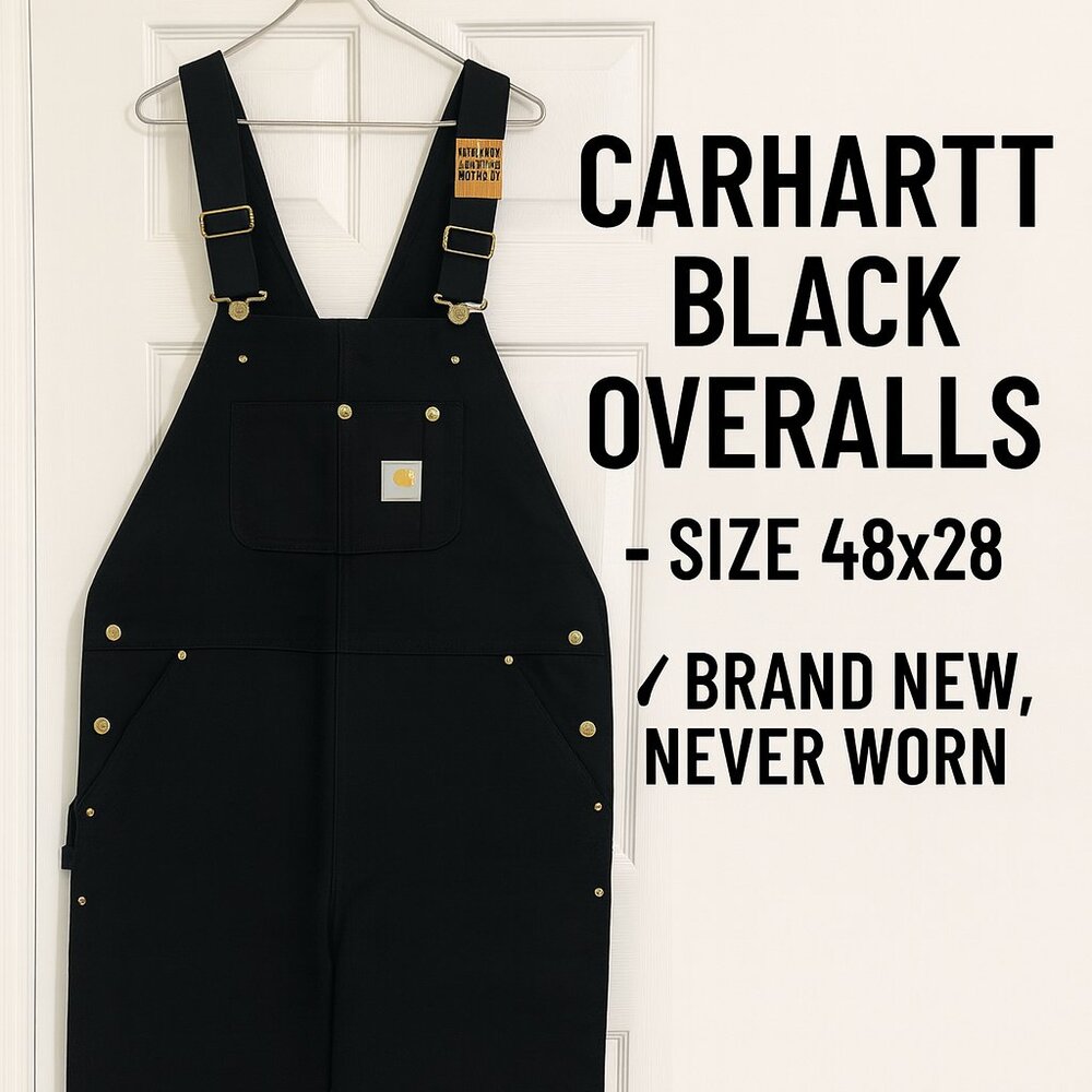 ✨Men Carhartt Black Overalls – Size 48x28, NEW✨